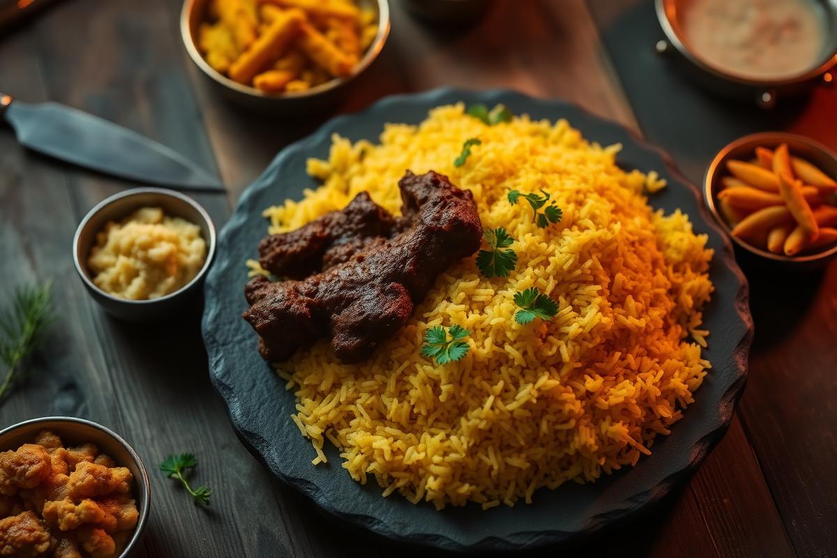 Today's featured meal — Kacchi Biryani feast